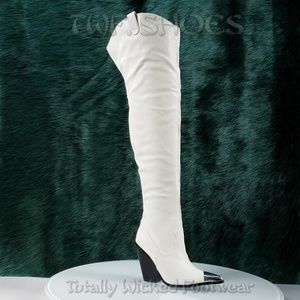 white thigh high cowboy boots